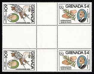 1986 Grenada, Se-tenant, Gutter Block, Complete Set