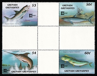 1987 Grenada and the Grenadines, Se-tenant, Gutter Block