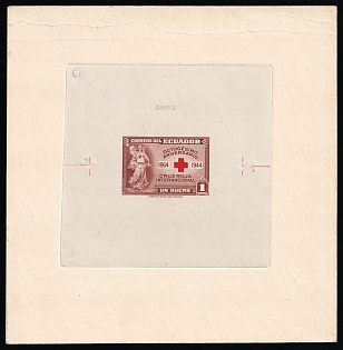 1945 1s Republic of Ecuador, Red Cross, Presentation Souvenir Sheet