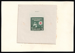 1945 5c Republic of Haiti, Red Cross, Presentation Souvenir Sheet, Signed