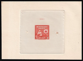 1945 10c Republic of Haiti, Red Cross, Presentation Souvenir Sheet, Signed