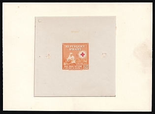 1945 20c Republic of Haiti, Red Cross, Presentation Souvenir Sheet, Signed