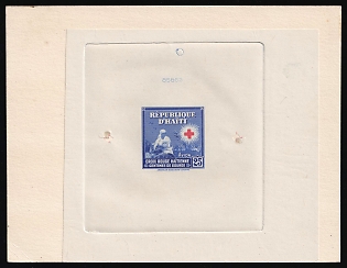 1945 25c Republic of Haiti, Red Cross, Presentation Souvenir Sheet, Signed