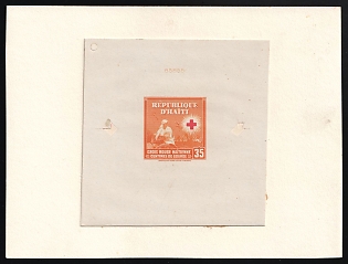 1945 35c Republic of Haiti, Red Cross, Presentation Souvenir Sheet, Signed