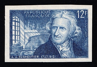 1956 12fr France, Blue Proof, Trial Color, Imperforate