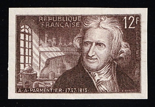 1956 12fr France, Brown Proof, Trial Color, Imperforate