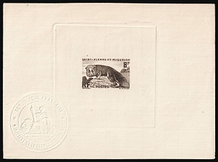 1952 8fr Saint Pierre and Miquelon, French Colonies, Presentation Souvenir Sheet, Watermark