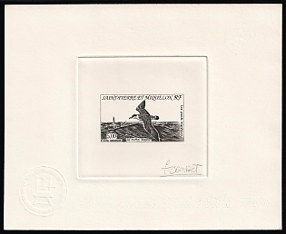 1993 5fr Saint Pierre and Miquelon, Airmail, French Colonies, Presentation Souvenir Sheet, Black, Signature