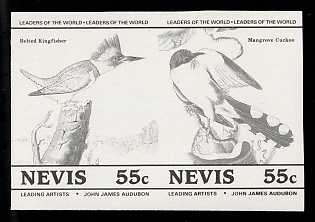 1985 55с Federation of Saint Kitts and Nevis. Pair, Trial Colors Proof, Imperforate