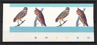 1985 2$ Federation of Saint Kitts and Nevis, Strip, Proof, Imperforate, Margin, Sheet Inscription, Trial Color