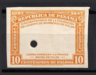1948 10c Republic of Panama, Specimen, Imperforate, MISSING Centr