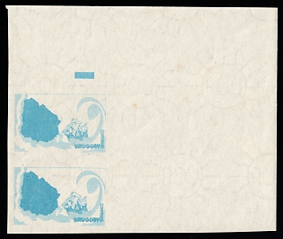 1989 90np Oriental Republic of Uruguay, Proof, Imperforate, Pair, Corner Margins, Watermark, Trial Color