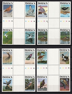 1987 Commonwealth of Dominica, Se-tenants, Gutter Blocks of Four, Complete Set