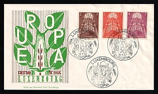 1957 (16 Sep) 'Europa CEPT - 'PAX', Edited by Raymond Thill, Rumelange', Luxembourg, First Day Cover used in Luxemburg franked with Complete Set of 2fr - 4fr, Commemorative Postmarks