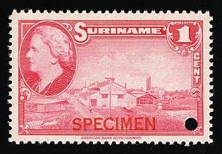 1945 1c Suriname, Netherlands Colonies, Specimen, Annulated