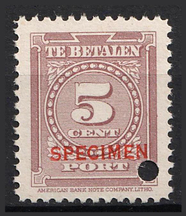1945 5c Suriname, Netherlands Colonies, Official Stamp, Spesimen