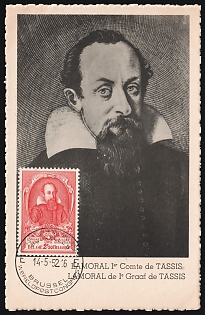 1952 2.5fr Belgium Postcard, Lamoral I de Taxis, FDC, First Day Cancellation