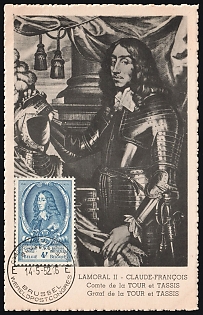 1952 4fr Belgium Postcard, Lamoral II, FDC, First Day Cancellation