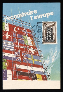 1956 (15 Sep) 'Europa CEPT - Rebuilding Europe', Luxembourg, FDC Postcard from Luxemburg to Oran (Algeria) franked with 2fr, Commemorative Postmark