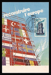 1956 (15 Sep) 'Europa CEPT - Rebuilding Europe', Luxembourg, FDC Postcard from Luxemburg to Oran (Algeria) franked with 4fr, Commemorative Postmark