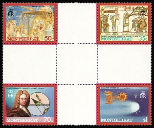1986 Montserrat, British Overseas Territories, Se-tenant, Gutter Block