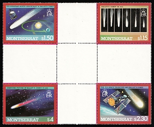 1986 Montserrat, British Overseas Territories, Se-tenant, Gutter Block