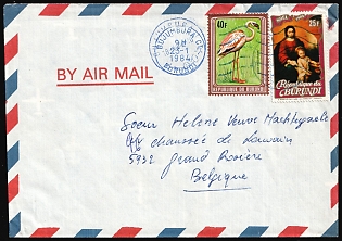 1984 (18 Jan) Burundi, Airmail Cover from Bujumbura to Grand-Rosiere (Belgium) then Return to Sender, franked with 25fr and 40fr