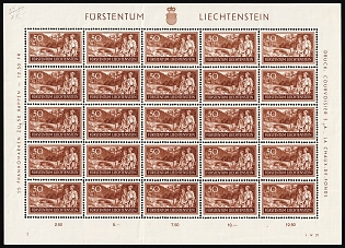 1937 50rp Liechtenstein, Full Sheet