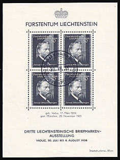 1938 Liechtenstein, Souvenir Sheet, First Day Cancellation