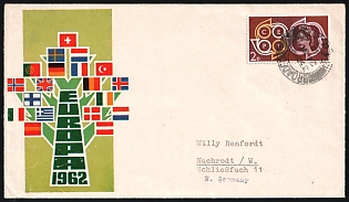 1962 (24 Nov) Great Britain Cover from Broadford (Isle of Skye, Scotland) to Nachrodt-Wiblingwerde (Germany), franked with 2d and Mail Delivery Postcard tied by 'Isle of Pabay, Skye' Red Postmark on the Reverse