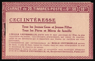 1929 Advertising Complete Booklet with stamps of France