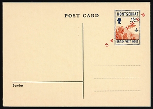 Montserrat, British Overseas Territories, British Commonwealth, Postal Stationery Postcard, Airmail, Specimen, Mint, additionally franked with 15c