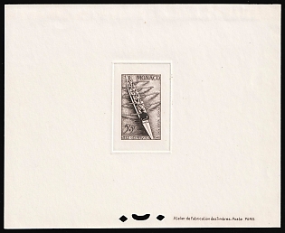 1948 5fr+5fr Principality of Monaco, Presentation Souvenir Sheet, Airmail