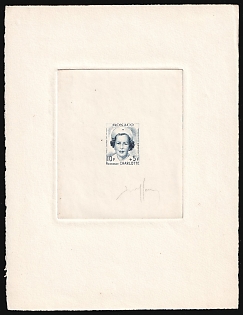 1949 10fr+5fr Principality of Monaco, Red Cross, Presentation Souvenir Sheet, Signature, Blue