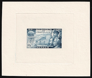 1953 15fr Principality of Monaco, Presentation Souvenir Sheet, Blue