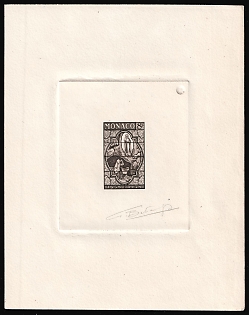 1958 8fr Principality of Monaco, Presentation Souvenir Sheet, Black, Signature