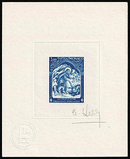 1974 3.00fr Principality of Monaco, Presentation Souvenir Sheet, Blue, Signature