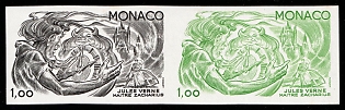 1978 1.00fr Principality of Monaco, Pair, Imperforate, Trial Colors Proof
