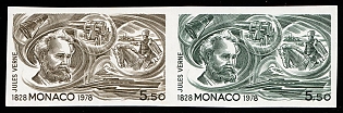 1978 5.50fr Principality of Monaco, Pair, Imperforate, Trial Colors Proof