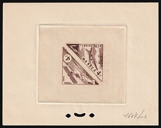 1953-54 4fr Principality of Monaco, Postage due, Presentation Souvenir Sheet, Brown