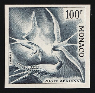 1955 100fr Principality of Monaco, Airmail, Dark Blue-Grey Proof, Imperforate