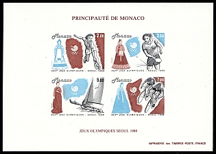 1988 Principality of Monaco, Imperforate, Souvenir Sheet