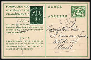 1944 (2 Aug) Netherlands, 'Notice of Change of Address', 2.5c Postal Stationery Postcard from Elburg to Utrecht franked with 2.5c