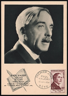 1954 (10 Jul) Paul Valery, France, Postcard from Sete, FDC, First Day Cancellation, franked with 30fr+10fr