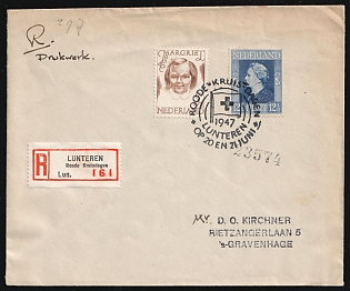 1947 (Jun) Netherlands, 'Red Cross Days', Registered Cover from Lunteren to Hague franked with 5c and 12.5c, Commemorative Postmark