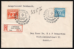 1947 (Jun) Netherlands, 'Red Cross Days', Registered Cover from Lunteren to Assen franked with 2c and 15c, Commemorative Postmarks