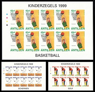 1999 Netherlands Antilles, Full Sheets, Imperforate