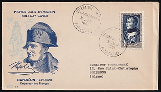 1951 (2 Jun) Napoleon Emperor of the French, France, First Day Cover, FDC, from Ajaccio to Soissons, franked with 30fr+10fr