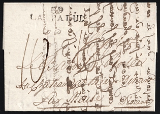 1818 (3 Mar) France, Stampless Cover to Dinant (Belgium), '89 La Palud' marking