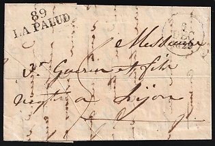 1829 (6 Dec) France, Stampless Cover to Lyon, '89 La Palud' marking